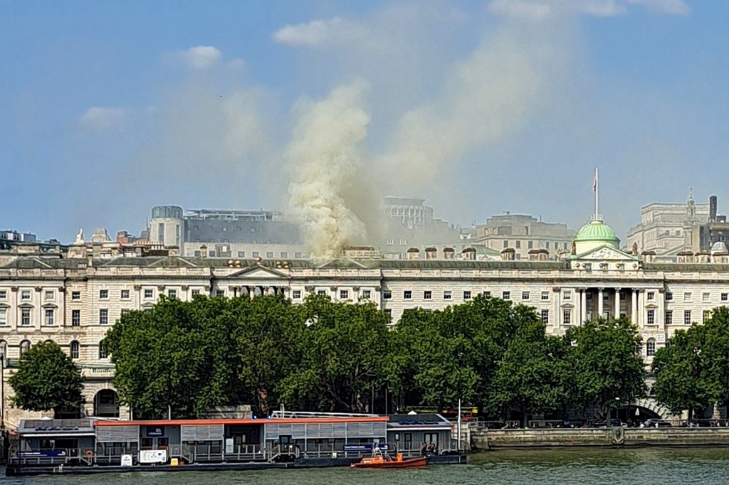 Firefighters tackle fire on Somerset House’s Roof